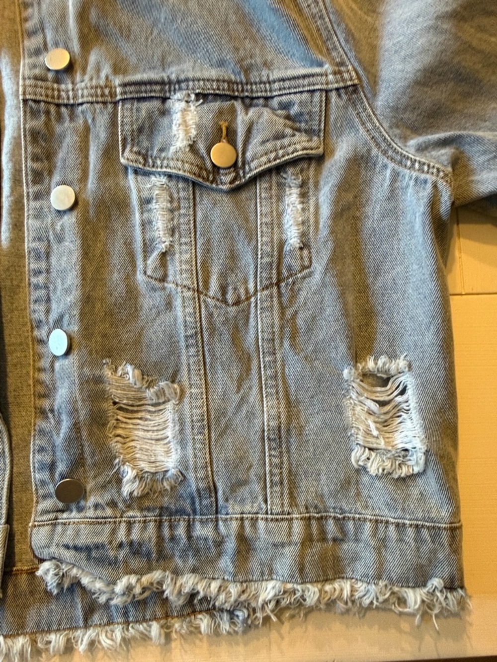 Altar'd State Light Blue Distressed Denim Jacket - Picture 5 of 7